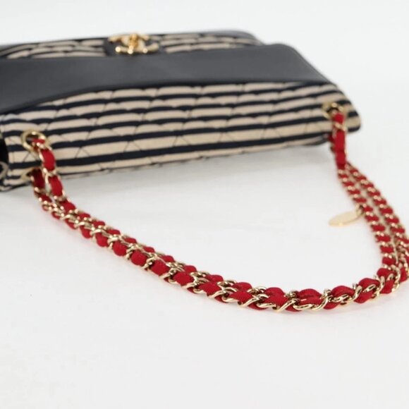 CHANEL Matelasse Chain Shoulder Bag cotton Black Gold - Picture 6 of 16